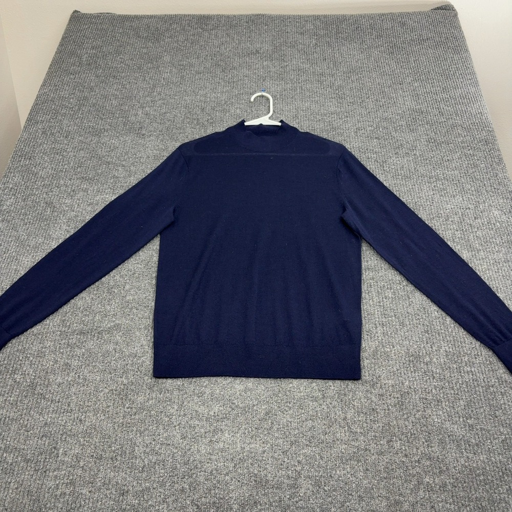 Banana Republic Sweater Mens XS Navy Blue 100% Merino Wool Mock Neck Classic - Picture 2 of 6